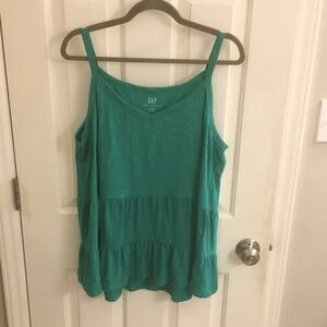 GAP Women's emerald green tiered cami in organic cotton, XL tall